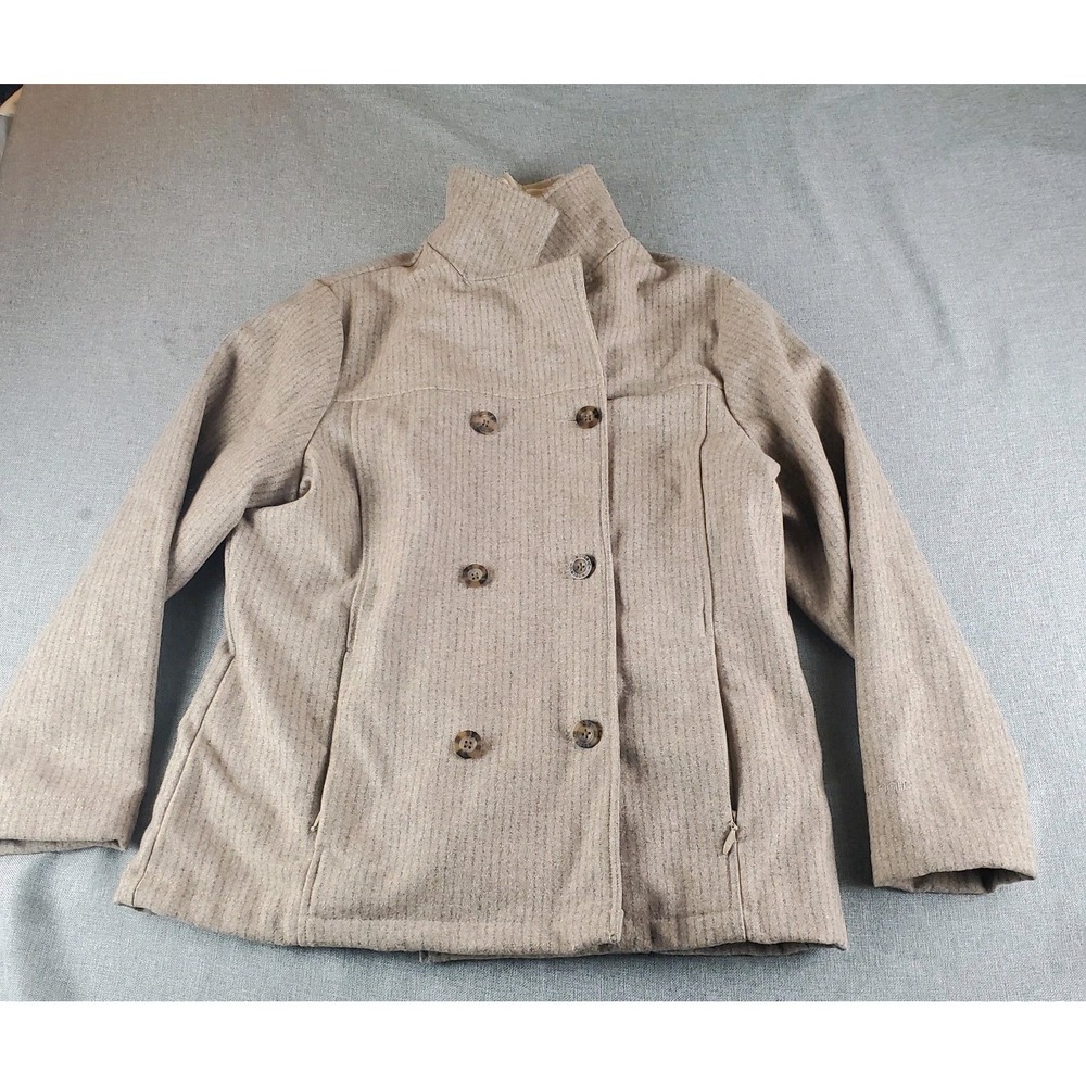 Woolrich Coat Womens Large Wool Blend Double Breasted  Zip  Oatmeal Heather